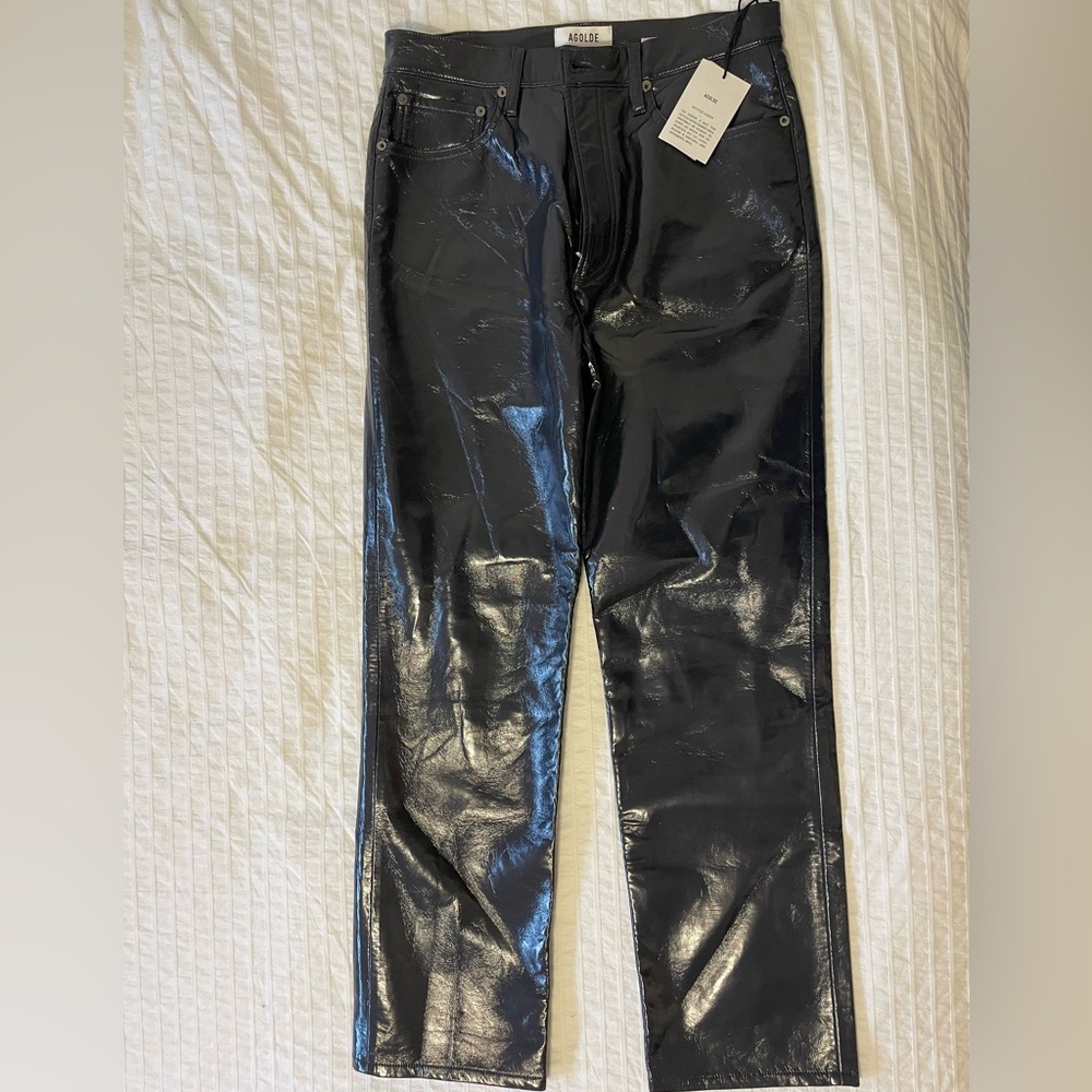 AGOLDE - 90's Pinch Waist Recycled Leather Jeans size 29, NWT - Picture 2 of 7